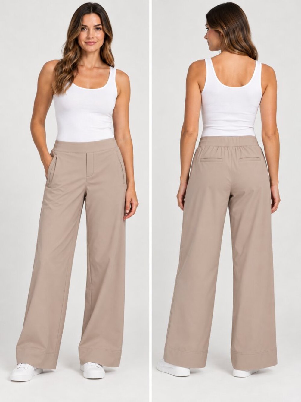 ATHLETA Brooklyn Heights High Rise Wide Leg Pants Trouser Abalone 2P Petite